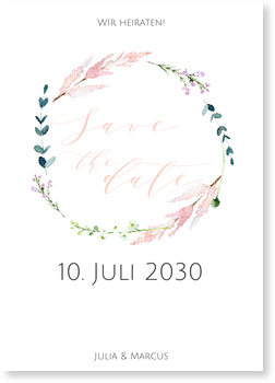 Aquarell Blumenkranz Save The Date Karten