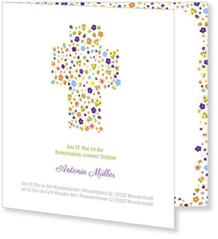 Blumenkreuz Zur Kommunion Einladungskarten Kommunion
