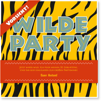 Partysafari Tiger Einladungskarten Party