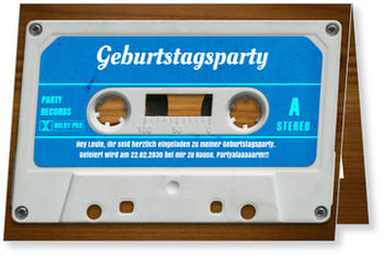 Mixtape In Blau Einladungskarten 40 Geburtstag