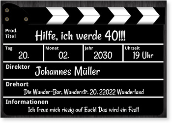 Regieklappe Einladungskarten Geburtstag