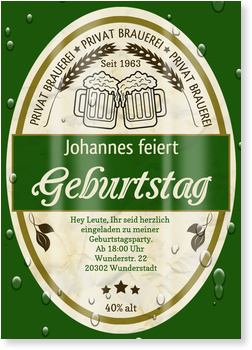 Bieretikett Einladungskarten 40. Geburtstag