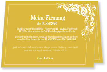 Einladung In Sonnengelb Einladungskarten Firmung