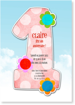 Mon premier anniversaire Cartes d'Invitation Anniversaire pour Enfants | bonnyprints.fr