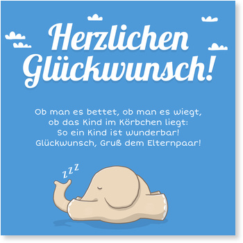 Schlafender Elefant in Blau Glückwunschkarten zur Geburt