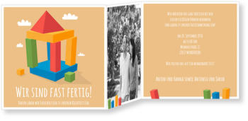 Holzbausteine Einladungskarten Richtfest