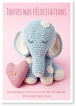 Petit Elephant Cartes De Felicitations Naissance A Personnaliser Bonnyprints Fr