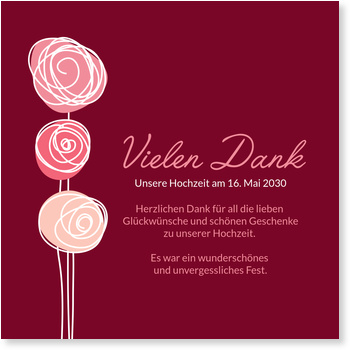 Hochzeitsröschen Dankeskarten Hochzeit