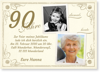 Vintage Einladungskarten 90 Geburtstag