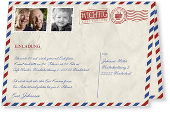 Geburtstagsluftpost Einladungskarten 90 Geburtstag