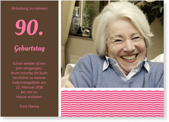 Stilvolle Einladung in Rosa Einladungskarten 90. Geburtstag