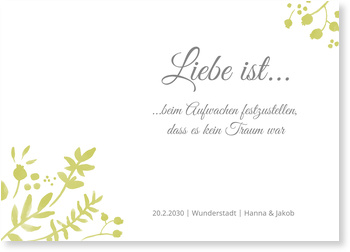 Liebe ist... in Grün Einladungskarten Hochzeit