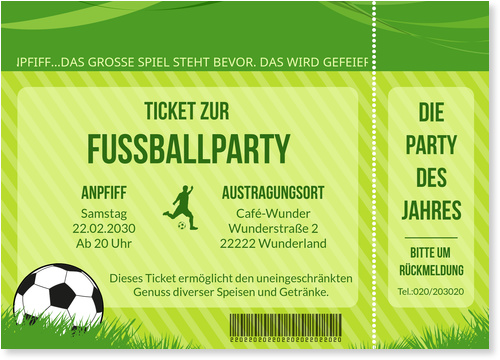 Fussballticket Einladungskarten Fussball