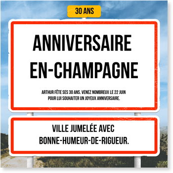 Panneau D Arrivee Invitations Anniversaire 30 Ans A Personnaliser Bonnyprints Fr