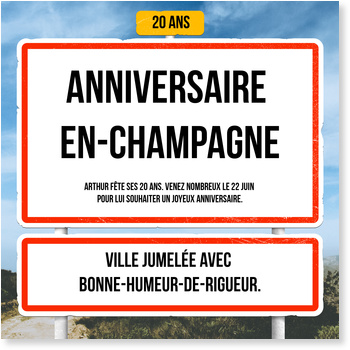 Panneau D Arrivee Carte D Invitation D Anniversaire Ans A Personnaliser Bonnyprints Fr