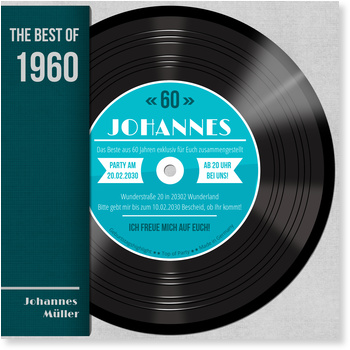 Schallplatte Einladungskarten 60 Geburtstag