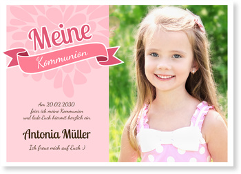 Verspielte Banderole Einladungskarten Kommunion