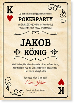 Pokerkarte Mann Einladungskarten 30 Geburtstag