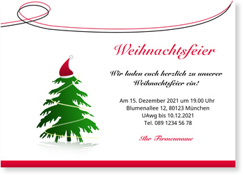 Weihnachtsbaum Mit Mutze Einladung Weihnachtsfeier