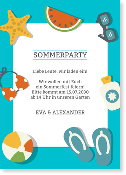 Sommerutensilien Einladung Sommerfest