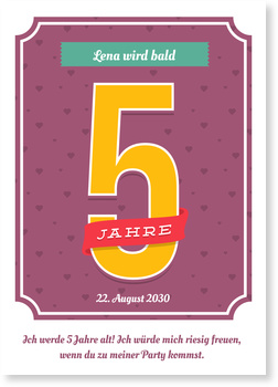 Grosse 5 Einladungskarten Kindergeburtstag
