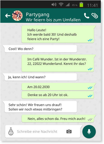 Chatnachricht Einladungskarten 30 Geburtstag