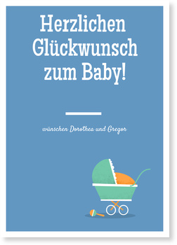 Kinderwagen in Blau Glückwunschkarten zur Geburt
