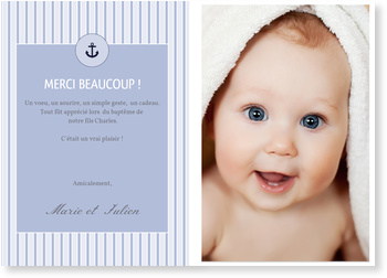 Remerciements Bapteme Petite Ancre Cartes De Remerciement Bapteme A Personnaliser Bonnyprints Fr