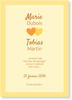 Coeurs Amoureux - Jaune Faire-part Mariage ...