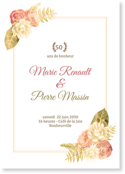 Fleurs - Sepia Invitation Anniversaire Mariage 50 ans ...