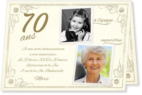 Vintage Invitation Anniversaire 70 Ans A Personnaliser Bonnyprints Fr