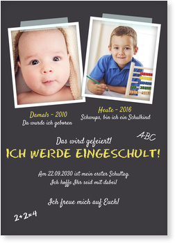 Damals Und Heute Schiefertafel Einladungskarten Einschulung