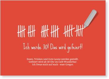 Strichliste 30 Einladungskarten Geburtstag