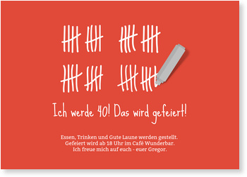 Strichliste Vierzig Einladungskarten 40 Geburtstag