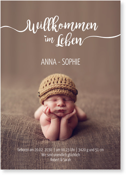 Willkommen im Leben Babykarten für Mädchen