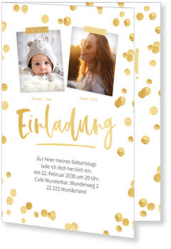 Goldenes Konfetti Einladungskarten Geburtstag