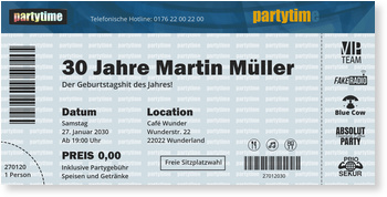 Partyticket Einladungskarten Geburtstag