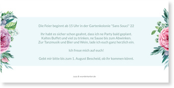 Blumen Passepartout Einladungskarten 50 Geburtstag