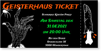 Geisterhaus Ticket Einladungskarten Halloween