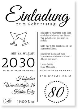 Vintage Einladung Einladungskarten 80 Geburtstag